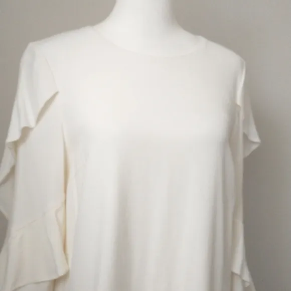Alexis white ruffled a-line shift dress XS