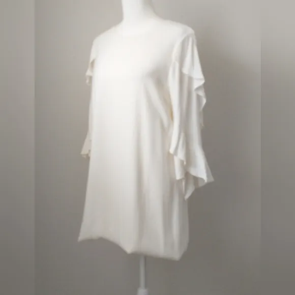 Alexis white ruffled a-line shift dress XS