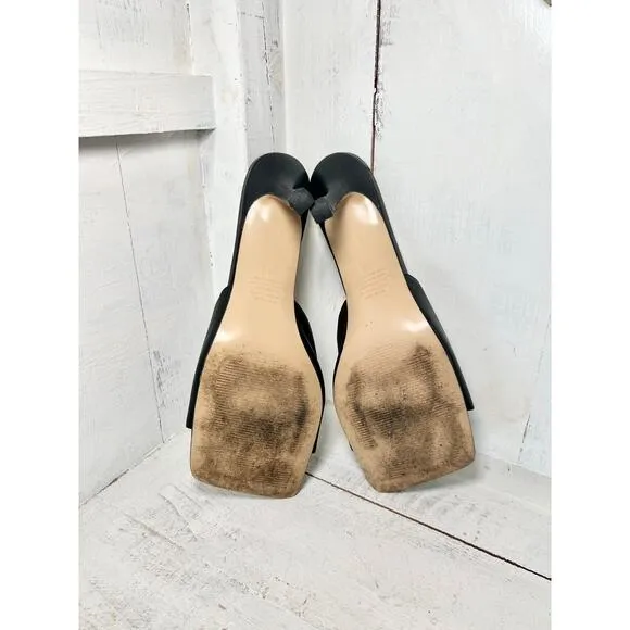 Alias ​​Mae Leni Leather Slip On Wide Strap Mule Heels Black Women's Size 40 / 9