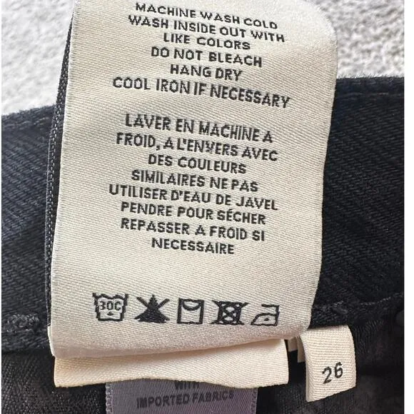 Alice   Olivia High Rise Loose Fit Boyfriend Jeans Black Distressed EUC 26