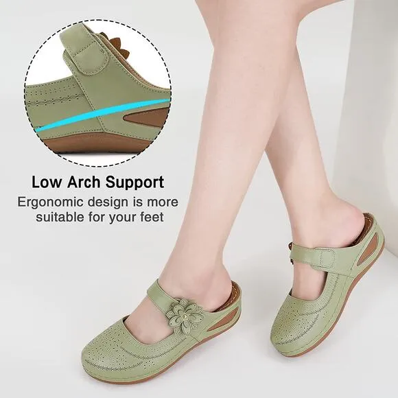 Alicegana Women's Mules Sandals Summer Slip On Clog With Arch Support Size 42 EU
