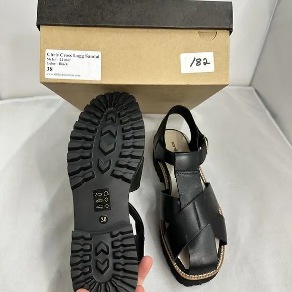 All Black Chunky Leather Sandals (7)