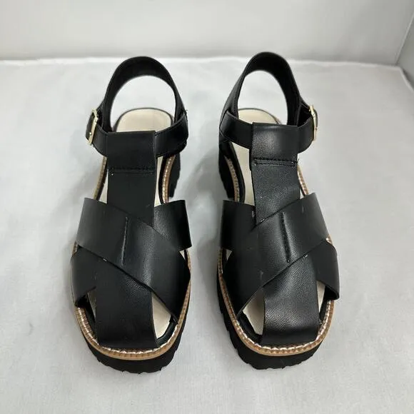 All Black Chunky Leather Sandals (7)