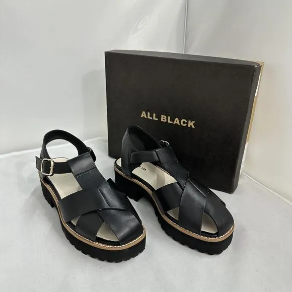 All Black Chunky Leather Sandals (7)