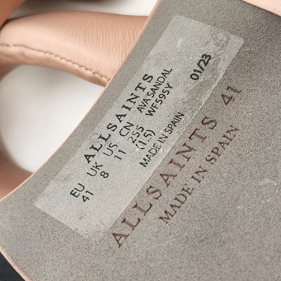 All Saints sandals women's 11 tan leather Ava heels padded puffy strap new $285