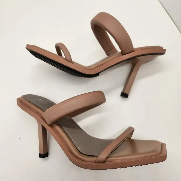 All Saints sandals women's 11 tan leather Ava heels padded puffy strap new $285