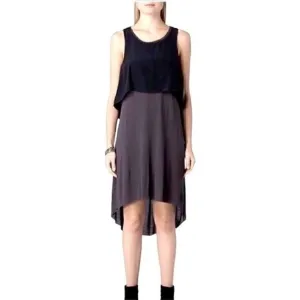 Allsaints Rubik Two Tone Hi Low Silk Jersey Dress Black size 2 retail $298 Taupe