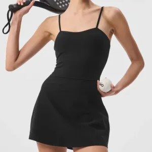Alo Soft Courtside Tennis Dress Black Sz M