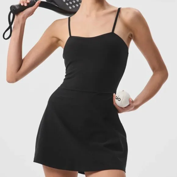 Alo Soft Courtside Tennis Dress Black Sz M