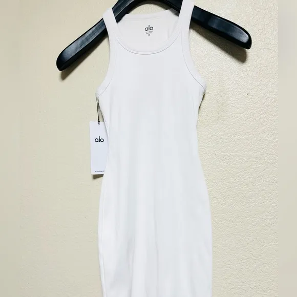 ALO Yoga Goddess Ribbed Go-To Dress - White size XSmall