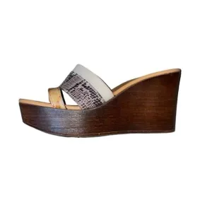 Alviero Martini Tilasse Geo World Map Wedge Block Platform Snakeskin Sandals 39