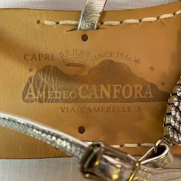 Amedeo Canfora Capri Rhinestone Thong Sandals Size 10