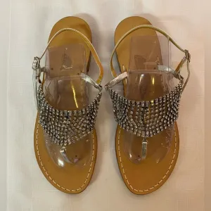 Amedeo Canfora Capri Rhinestone Thong Sandals Size 10