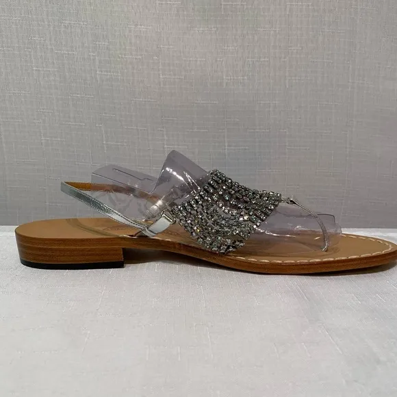 Amedeo Canfora Capri Rhinestone Thong Sandals Size 10