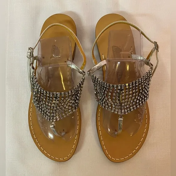 Amedeo Canfora Capri Rhinestone Thong Sandals Size 10