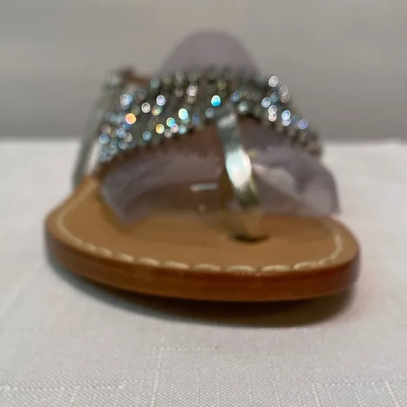 Amedeo Canfora Capri Rhinestone Thong Sandals Size 10
