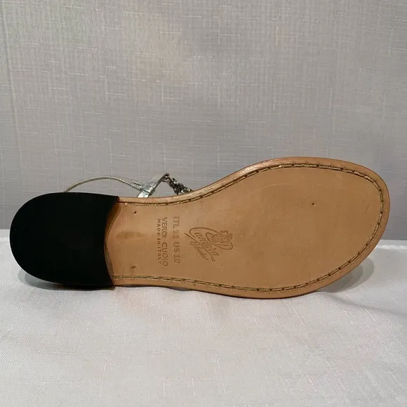 Amedeo Canfora Capri Rhinestone Thong Sandals Size 10