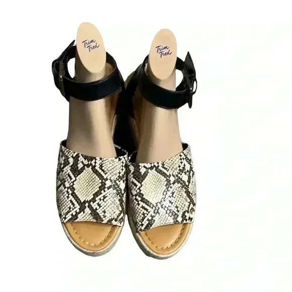 American Eagle Outfitters Snakeskin Espadrille Platform Sandals Size 10