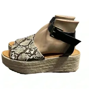 American Eagle Outfitters Snakeskin Espadrille Platform Sandals Size 10