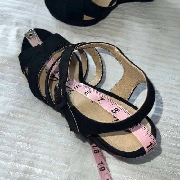 American Rag Women's 'Rachey' Black Suede Wedge Platform Heel Sandals Size 8.5 M