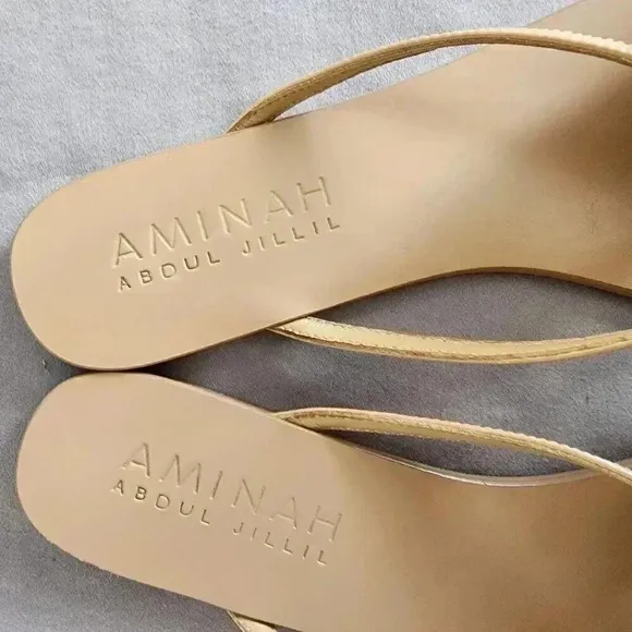Amina Abdul Jillil Rhinestone Bow Thong Sandals Slides Sparkly Rainbow