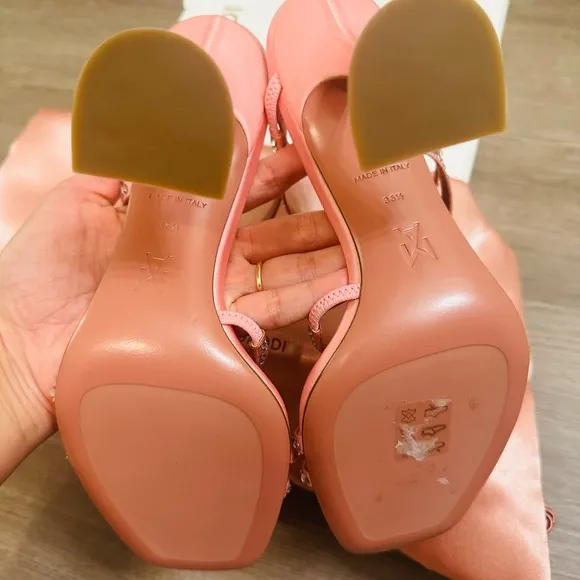 AMINA MUADDI Satin Naima Sandals 95 - Pink - Size 36.5