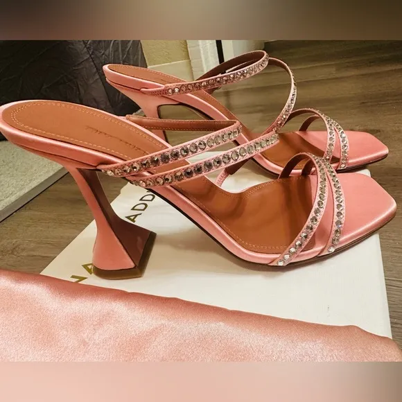 AMINA MUADDI Satin Naima Sandals 95 - Pink - Size 36.5