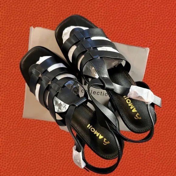AMOJI Strappy Block Heel (Super Comfy!) 4” Gladiator Platform Sandals NWT/8.5