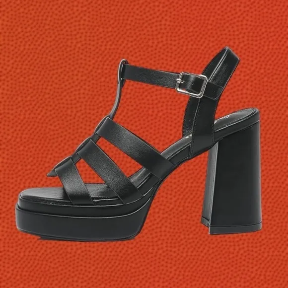 AMOJI Strappy Block Heel (Super Comfy!) 4” Gladiator Platform Sandals NWT/8.5