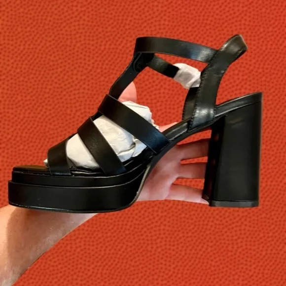 AMOJI Strappy Block Heel (Super Comfy!) 4” Gladiator Platform Sandals NWT/8.5