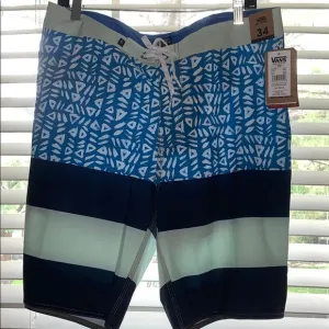 &gt;💙ERA BOARDSHORT STRIPES WARRIORS SWIM SHORTS TRUNK POOL BEACH🏖 BRAND NEW VANS
