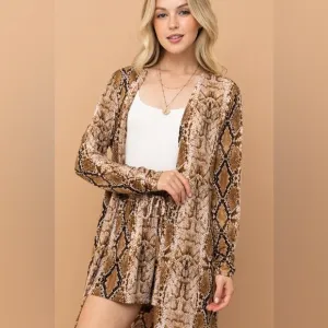 And The Why Animal Print Kimono and Shorts Set