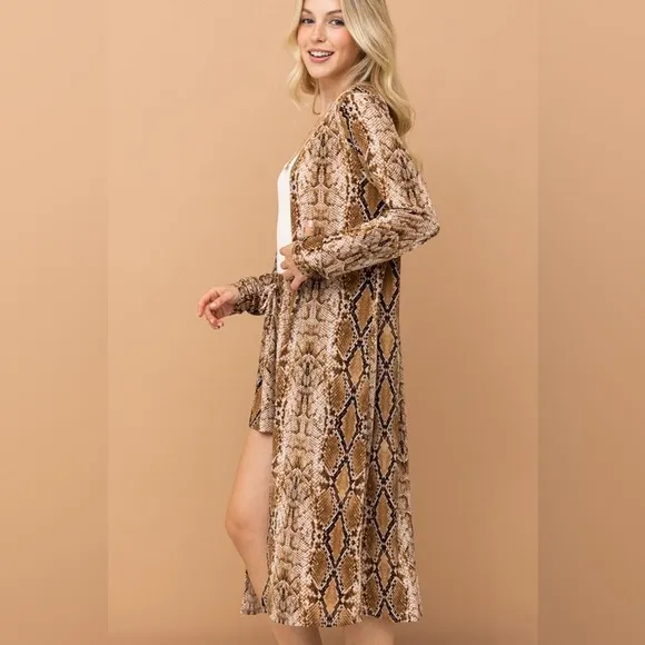 And The Why Animal Print Kimono and Shorts Set