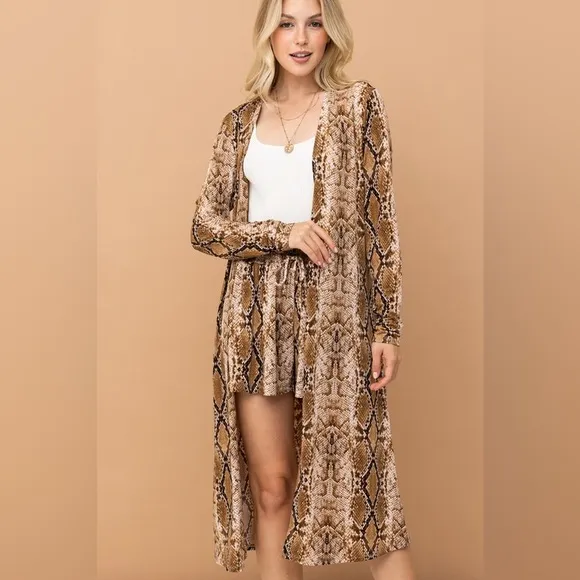 And The Why Animal Print Kimono and Shorts Set