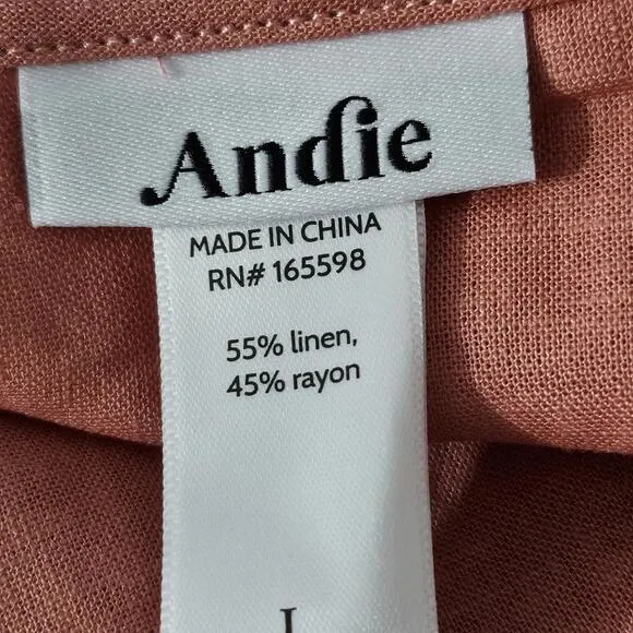 Andie The Cacela Wrap Dress Linen Sunset Size L | Effortless Summer Style