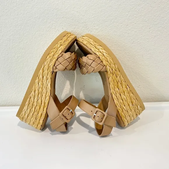 Andre Assous &quot;Cecilia&quot; Espadrille Wedge Sandal in Stone, Size 8, New in Box