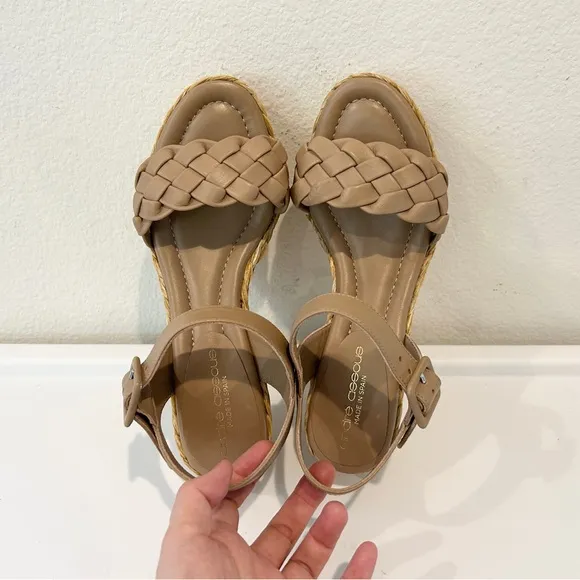 Andre Assous &quot;Cecilia&quot; Espadrille Wedge Sandal in Stone, Size 8, New in Box