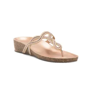 ANDREA &amp; MICHELE Rosegold Made In Italy Bling Thong Wedge Sandals