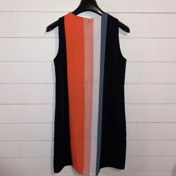 Ann Taylor Factory Petite Sleeveless Dress Size 4P, Navy/Coral/White/Blue Stripe