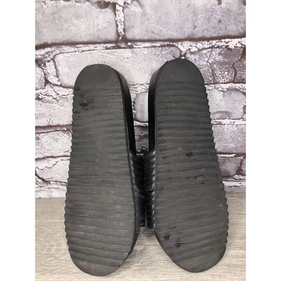 Antenora Black Leather Casual Strap Slides Italy Sandals Women Sz 7M US/38EU