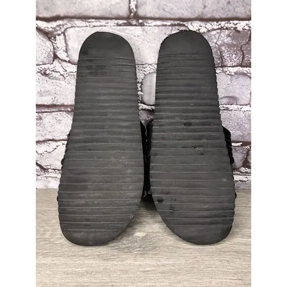 Antenora Black Leather Casual Strap Slides Italy Sandals Women Sz 7M US/38EU
