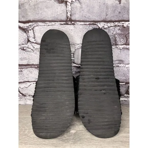 Antenora Black Leather Casual Strap Slides Italy Sandals Women Sz 7M US/38EU
