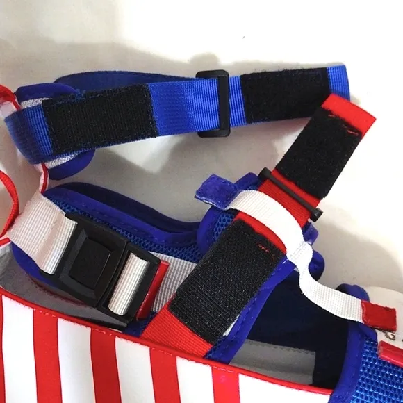 Anthony Wang NEW Cranberry 02 US Patriotic Ultralift Platform Sandals US 7.5