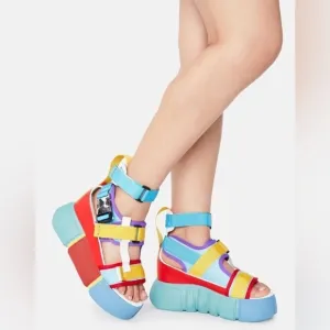 ANTHONY WANG Rainbow Cranberry Platform Sandals