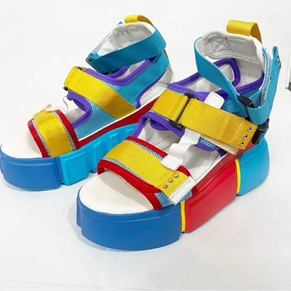 ANTHONY WANG Rainbow Cranberry Platform Sandals
