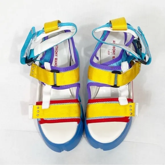 ANTHONY WANG Rainbow Cranberry Platform Sandals