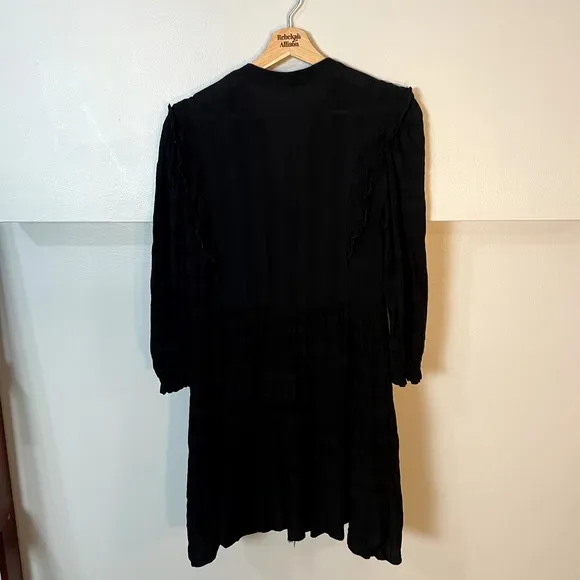 Anthropologie Amadi Rossi Ruffled Tunic Black 3/4 Sleeves Dress EUC