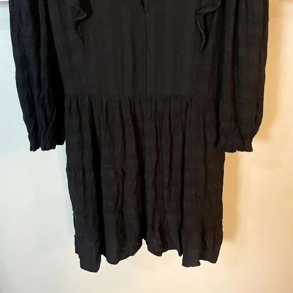 Anthropologie Amadi Rossi Ruffled Tunic Black 3/4 Sleeves Dress EUC