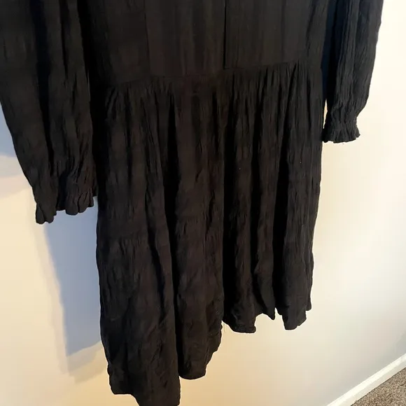 Anthropologie Amadi Rossi Ruffled Tunic Black 3/4 Sleeves Dress EUC