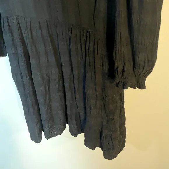 Anthropologie Amadi Rossi Ruffled Tunic Black 3/4 Sleeves Dress EUC